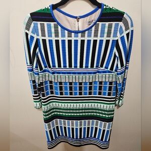 Eliza J Fully Lined Geometric 3/4 Sleeve Midi Career Dress Size 6